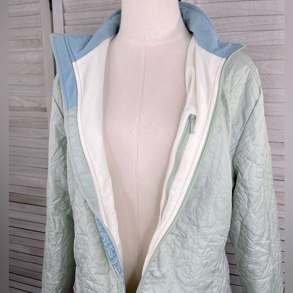 ISIS Quilted Full Zip Jacket Fleece Lined Insulated Light Green-12 - Picture 3 of 5